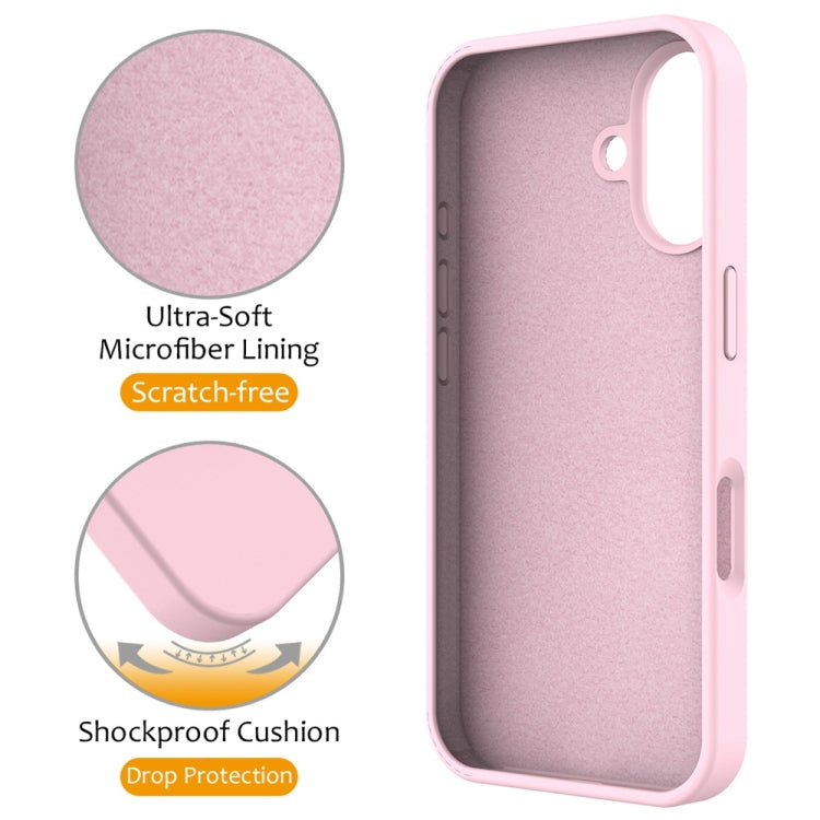 For iPhone 16 Plus Liquid Silicone MagSafe Magnetic Phone Case with Ring Holder(Grey Pink) - iPhone 16 Plus Cases by buy2fix | Online Shopping UK | buy2fix