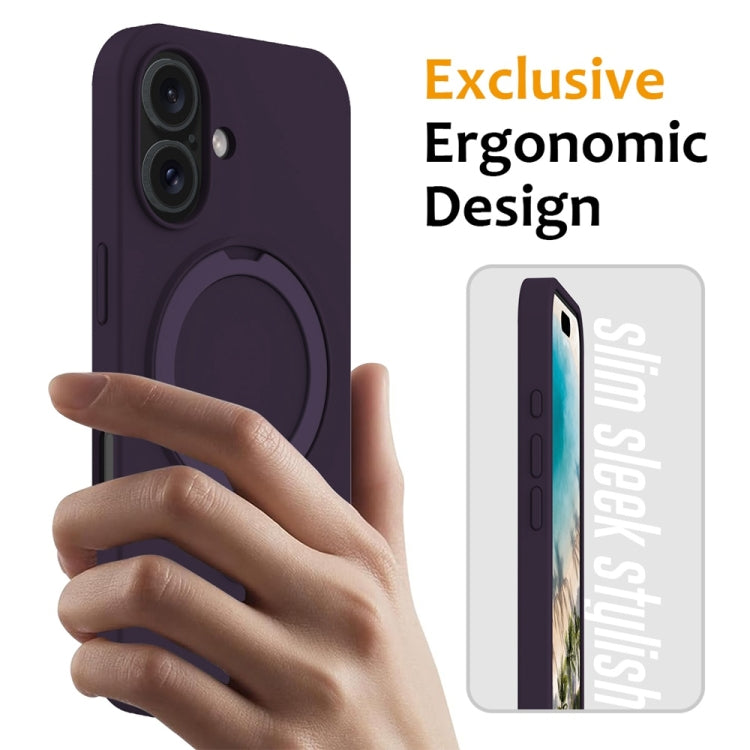 For iPhone 16 Plus Liquid Silicone MagSafe Magnetic Phone Case with Ring Holder(Purple) - iPhone 16 Plus Cases by buy2fix | Online Shopping UK | buy2fix