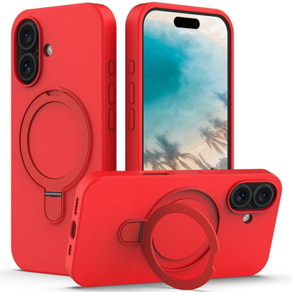 For iPhone 16 Liquid Silicone MagSafe Magnetic Phone Case with Ring Holder(Red) - iPhone 16 Cases by buy2fix | Online Shopping UK | buy2fix