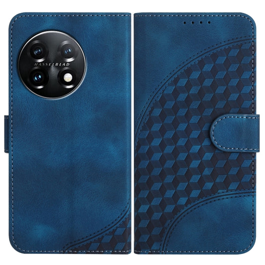 For OnePlus 11 YX0060 Elephant Head Embossed Phone Leather Case with Lanyard(Royal Blue) - OnePlus Cases by buy2fix | Online Shopping UK | buy2fix