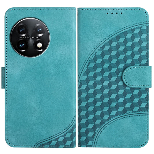 For OnePlus 11 YX0060 Elephant Head Embossed Phone Leather Case with Lanyard(Light Blue) - OnePlus Cases by buy2fix | Online Shopping UK | buy2fix