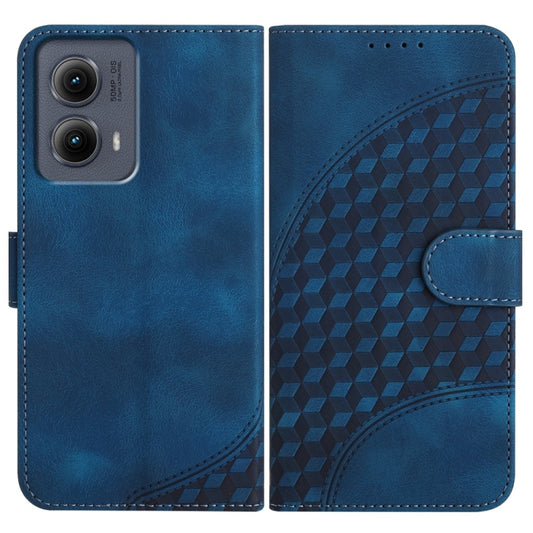 For Motorola Edge 5G 2024 YX0060 Elephant Head Embossed Phone Leather Case with Lanyard(Royal Blue) - Motorola Cases by buy2fix | Online Shopping UK | buy2fix