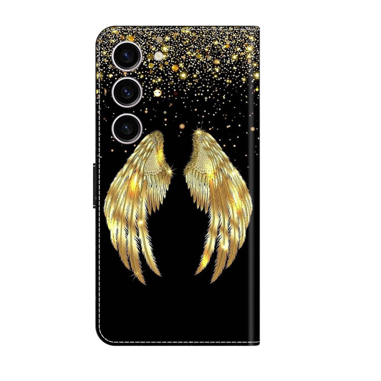 For Samsung Galaxy S24 5G Crystal 3D Shockproof Protective Leather Phone Case(Golden Wings) - Galaxy S24 5G Cases by buy2fix | Online Shopping UK | buy2fix