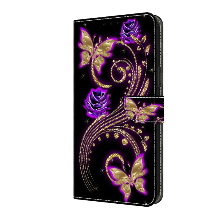 For Samsung Galaxy A25 5G Crystal 3D Shockproof Protective Leather Phone Case(Purple Flower Butterfly) - Galaxy Phone Cases by buy2fix | Online Shopping UK | buy2fix