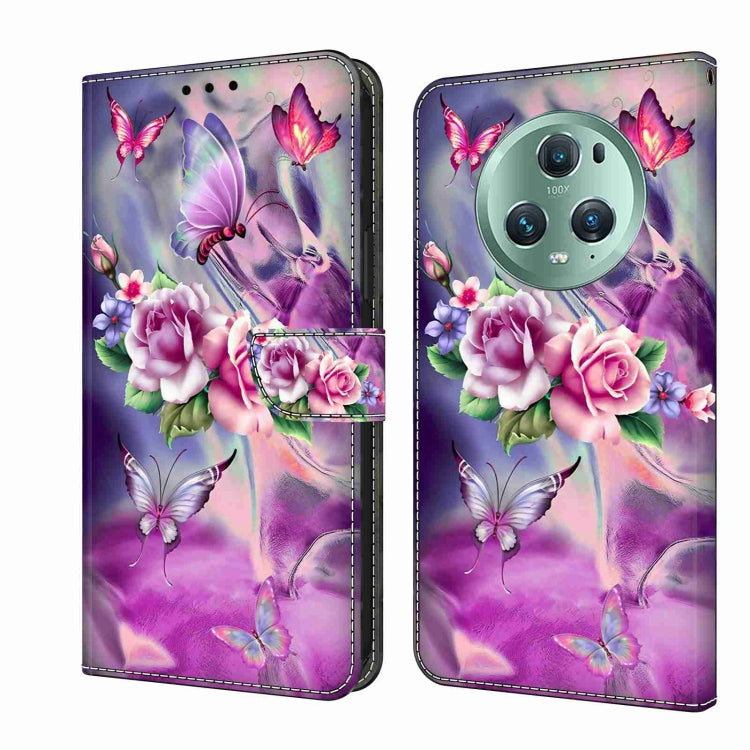 For Honor Magic5 Pro Crystal 3D Shockproof Protective Leather Phone Case(Butterfly) - Honor Cases by buy2fix | Online Shopping UK | buy2fix