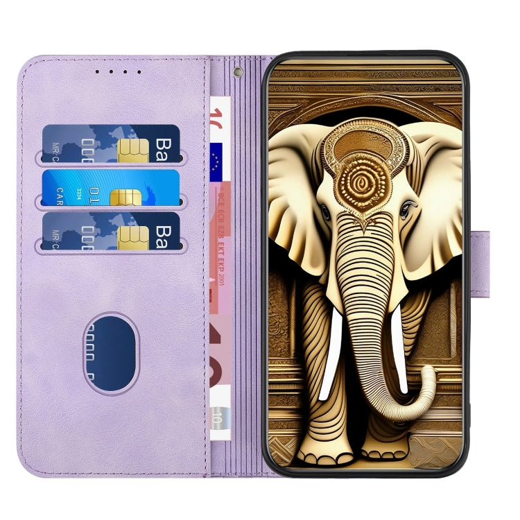 For Google Pixel 9 Pro YX0060 Elephant Head Embossed Phone Leather Case with Lanyard(Light Purple) - Google Cases by buy2fix | Online Shopping UK | buy2fix