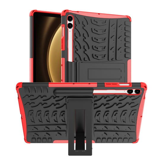 For Samsung Galaxy Tab S9 FE+ Tire Texture TPU + PC Tablet Case with Holder(Red) - Galaxy Tab S9 FE+ by buy2fix | Online Shopping UK | buy2fix