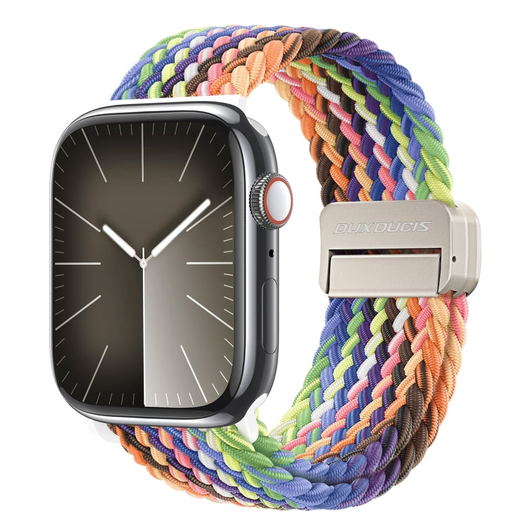 For Apple Watch Series 8 45mm DUX DUCIS Mixture Pro Series Magnetic Buckle Nylon Braid Watch Band(New Rainbow) - Watch Bands by DUX DUCIS | Online Shopping UK | buy2fix