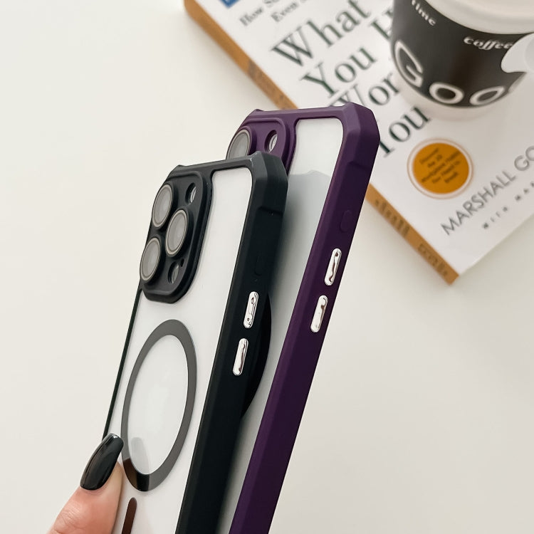 For iPhone 14 Pro Colorful Two-Color Lens Film MagSafe Magnetic Horn Acrylic+TPU Case(Black) - iPhone 14 Pro Cases by buy2fix | Online Shopping UK | buy2fix