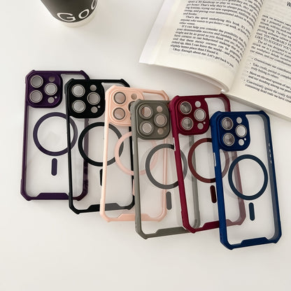 For iPhone 11 Pro Max Colorful Two-Color Lens Film MagSafe Magnetic Horn Acrylic+TPU Case(Pink) - iPhone 11 Pro Max Cases by buy2fix | Online Shopping UK | buy2fix