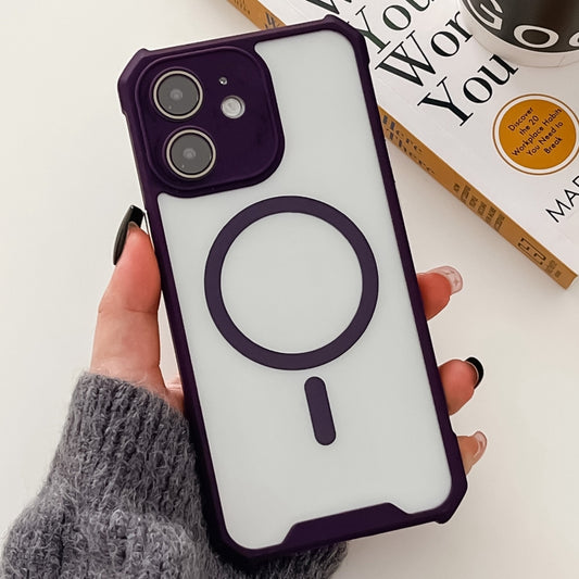 For iPhone 11 Colorful Two-Color Lens Film MagSafe Magnetic Horn Acrylic+TPU Case(Purple) - iPhone 11 Cases by buy2fix | Online Shopping UK | buy2fix