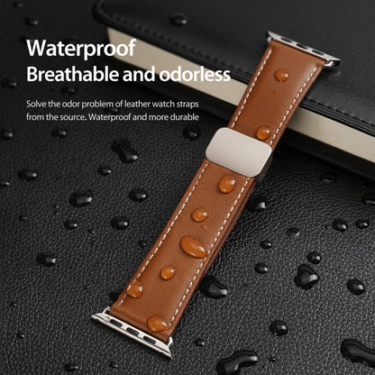 For Apple Watch SE 2023 44mm DUX DUCIS YA Series Magnetic Buckle Genuine Leather Watch Band(Brown) - Watch Bands by DUX DUCIS | Online Shopping UK | buy2fix