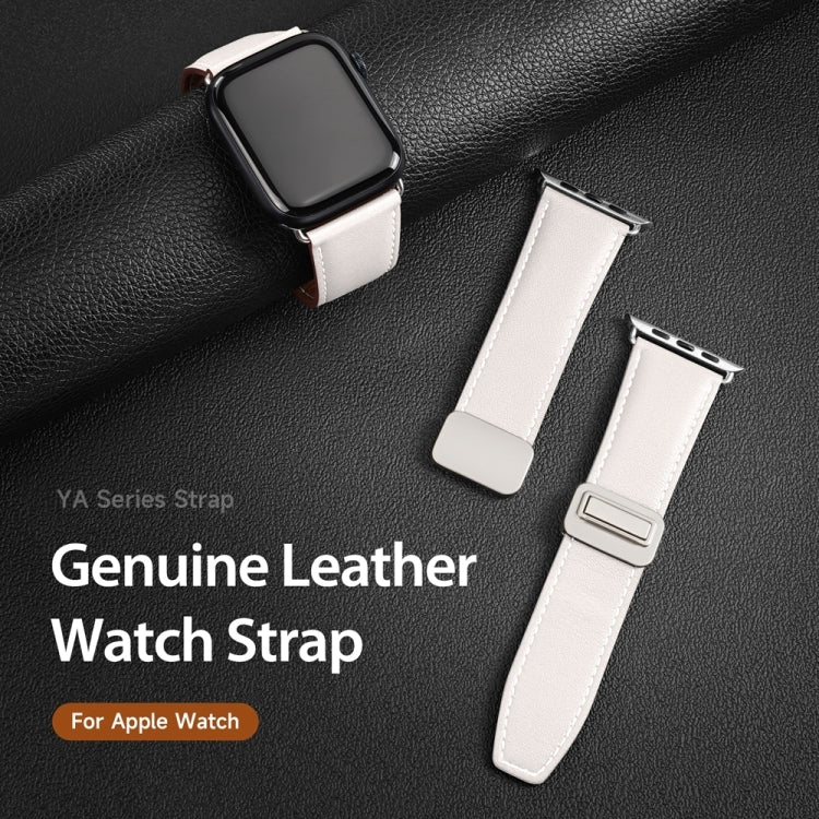 For Apple Watch SE 2023 44mm DUX DUCIS YA Series Magnetic Buckle Genuine Leather Watch Band(White) - Watch Bands by DUX DUCIS | Online Shopping UK | buy2fix