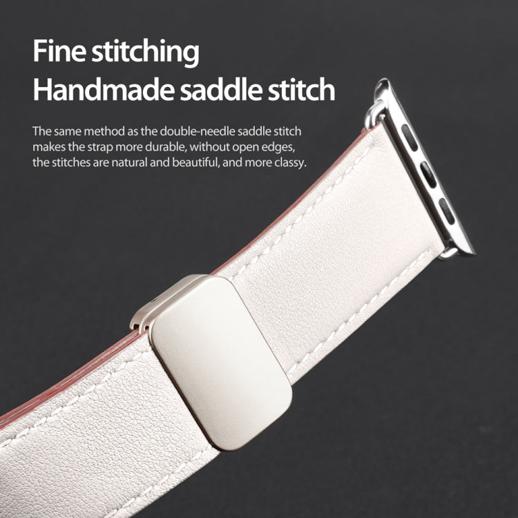 For Apple Watch SE 2023 44mm DUX DUCIS YA Series Magnetic Buckle Genuine Leather Watch Band(White) - Watch Bands by DUX DUCIS | Online Shopping UK | buy2fix