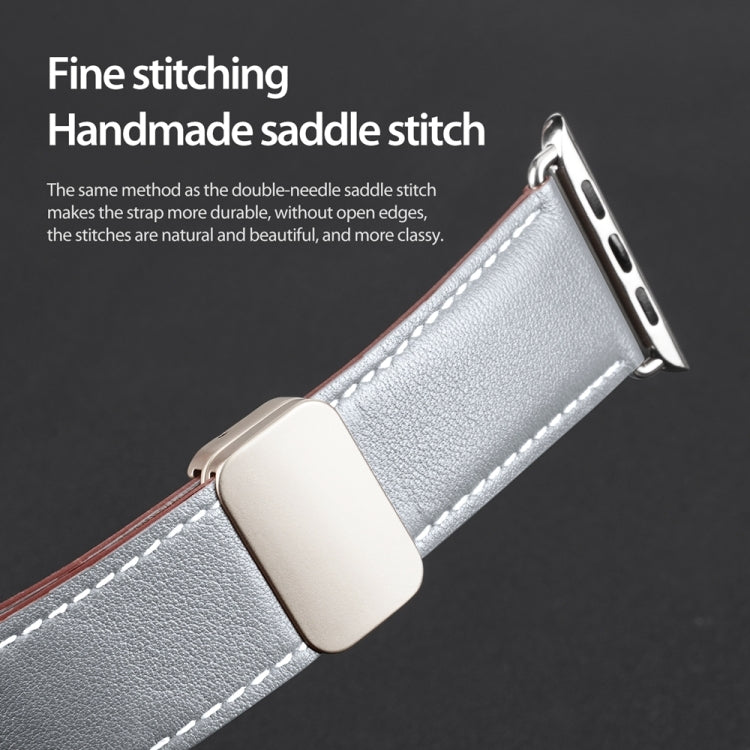 For Apple Watch Series 6 44mm DUX DUCIS YA Series Magnetic Buckle Genuine Leather Watch Band(Grey) - Watch Bands by DUX DUCIS | Online Shopping UK | buy2fix