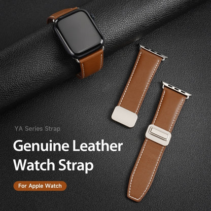 For Apple Watch Series 4 44mm DUX DUCIS YA Series Magnetic Buckle Genuine Leather Watch Band(Brown) - Watch Bands by DUX DUCIS | Online Shopping UK | buy2fix