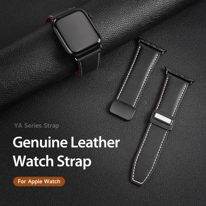 For Apple Watch 38mm DUX DUCIS YA Series Magnetic Buckle Genuine Leather Watch Band(Black) - Watch Bands by DUX DUCIS | Online Shopping UK | buy2fix