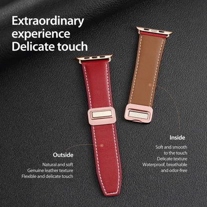 For Apple Watch 38mm DUX DUCIS YA Series Magnetic Buckle Genuine Leather Watch Band(Red) - Watch Bands by DUX DUCIS | Online Shopping UK | buy2fix