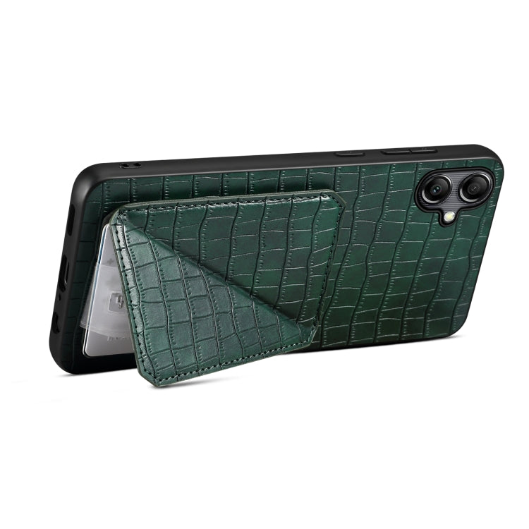 For Samsung Galaxy A13 5G Denior Imitation Crocodile Leather Back Phone Case with Holder(Green) - Galaxy Phone Cases by Denior | Online Shopping UK | buy2fix