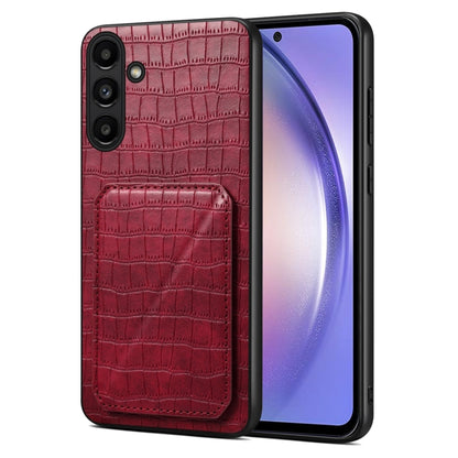 For Samsung Galaxy A54 5G Denior Imitation Crocodile Leather Back Phone Case with Holder(Rose Red) - Galaxy Phone Cases by Denior | Online Shopping UK | buy2fix