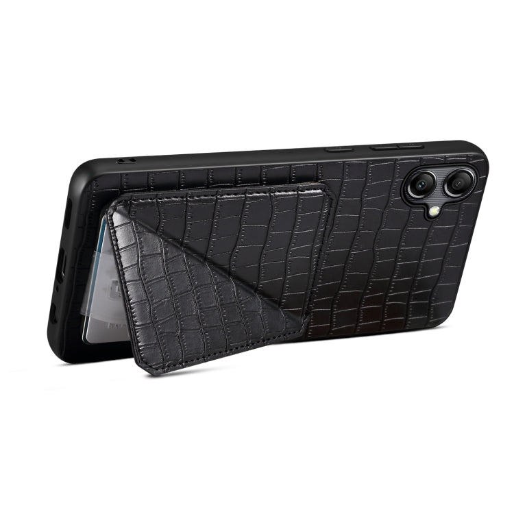 For Samsung Galaxy A70 Denior Imitation Crocodile Leather Back Phone Case with Holder(Black) - Galaxy Phone Cases by Denior | Online Shopping UK | buy2fix