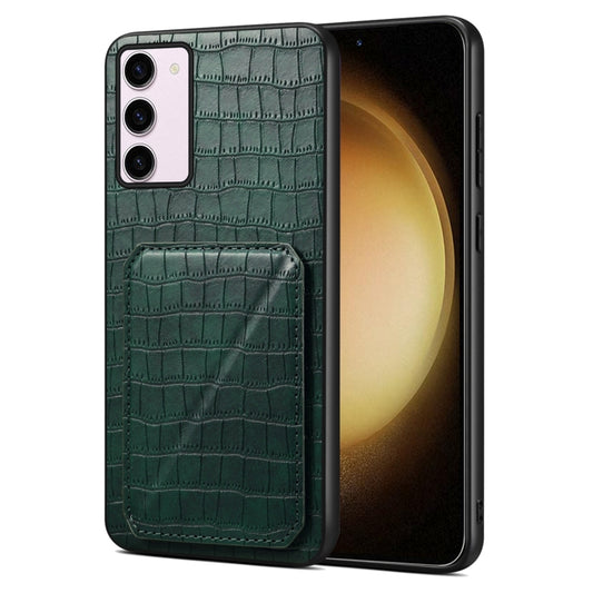 For Samsung Galaxy S23+ 5G Denior Imitation Crocodile Leather Back Phone Case with Holder(Green) - Galaxy S23+ 5G Cases by Denior | Online Shopping UK | buy2fix