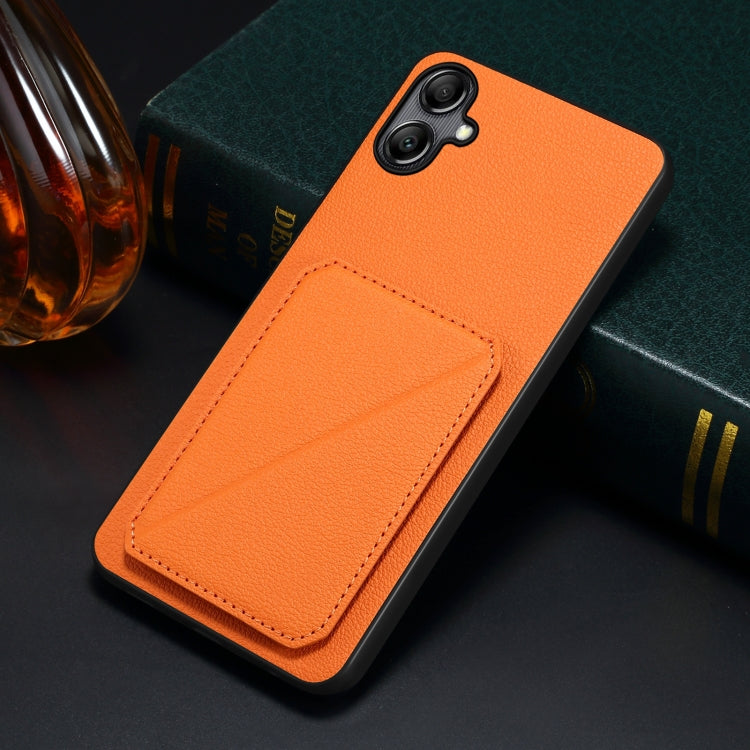 For Samsung Galaxy A20s Denior Imitation Calf Leather Back Phone Case with Holder(Orange) - Galaxy Phone Cases by Denior | Online Shopping UK | buy2fix