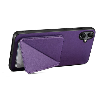 For Samsung Galaxy A22 5G Denior Imitation Calf Leather Back Phone Case with Holder(Purple) - Galaxy Phone Cases by Denior | Online Shopping UK | buy2fix