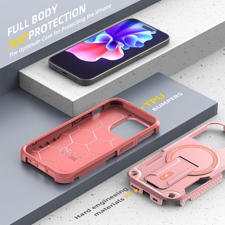 For iPhone 12 Pro Max MagSafe Holder Armor PC Hybrid TPU Phone Case(Pink) - iPhone 12 Pro Max Cases by buy2fix | Online Shopping UK | buy2fix