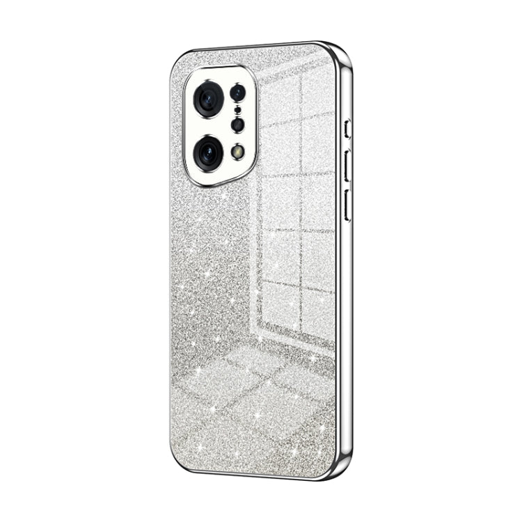 For OPPO Find X5 Gradient Glitter Powder Electroplated Phone Case(Silver) - OPPO Cases by buy2fix | Online Shopping UK | buy2fix