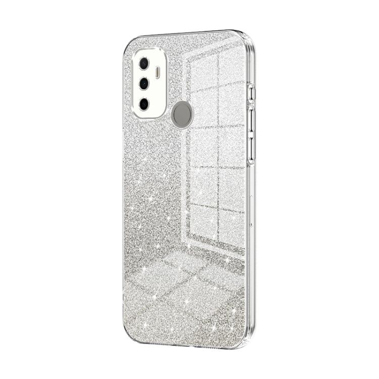 For OPPO A53 2020 / A32 / A11s  Gradient Glitter Powder Electroplated Phone Case(Transparent) - OPPO Cases by buy2fix | Online Shopping UK | buy2fix