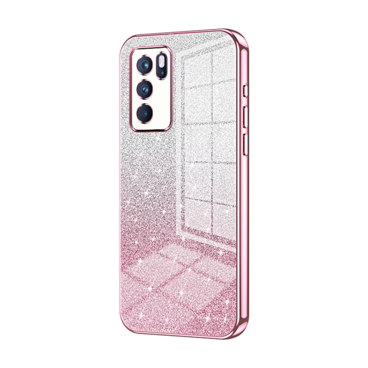 For OPPO Reno6 Pro Indian  Gradient Glitter Powder Electroplated Phone Case(Pink) - OPPO Cases by buy2fix | Online Shopping UK | buy2fix