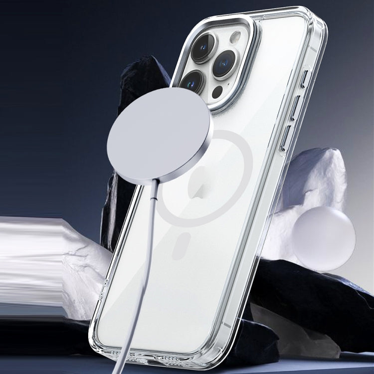 For iPhone 14 MagSafe Magnetic Clear Phone Case(Black) - iPhone 14 Cases by buy2fix | Online Shopping UK | buy2fix