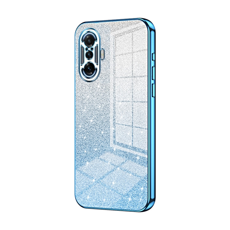 For Xiaomi Redmi K40 Gaming/Poco F3 GT Gradient Glitter Powder Electroplated Phone Case(Blue) - Xiaomi Cases by buy2fix | Online Shopping UK | buy2fix