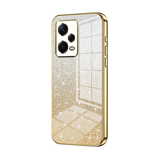 For Xiaomi Redmi Note 12 Pro+  Gradient Glitter Powder Electroplated Phone Case(Gold) - Xiaomi Cases by buy2fix | Online Shopping UK | buy2fix