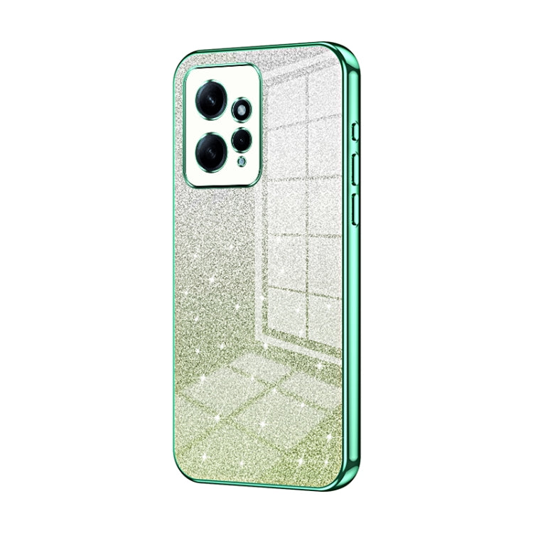 For Xiaomi Redmi Note 12 4G Gradient Glitter Powder Electroplated Phone Case(Green) - Xiaomi Cases by buy2fix | Online Shopping UK | buy2fix