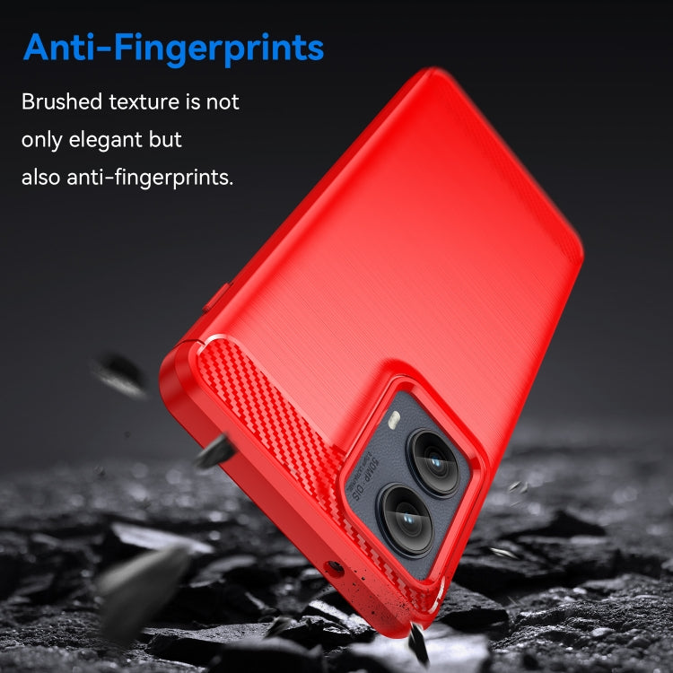 For Motorola Edge 2024 Brushed Texture Carbon Fiber TPU Phone Case(Red) - Motorola Cases by buy2fix | Online Shopping UK | buy2fix