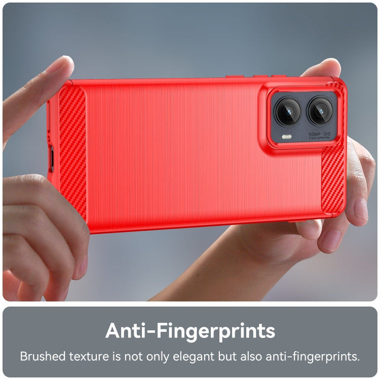 For Motorola Edge 2024 Brushed Texture Carbon Fiber TPU Phone Case(Red) - Motorola Cases by buy2fix | Online Shopping UK | buy2fix