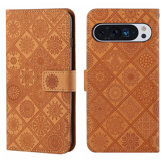 For Google Pixel 9 / 9 Pro Ethnic Style Embossed Pattern Leather Phone Case(Brown) - Google Cases by buy2fix | Online Shopping UK | buy2fix