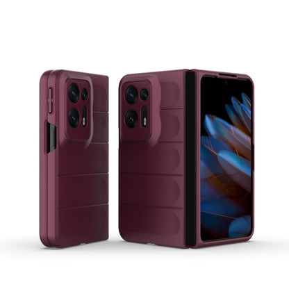 For OPPO Find N2 Magic Shield Fold PC Shockproof Phone Case(Wine Red) - OPPO Cases by buy2fix | Online Shopping UK | buy2fix