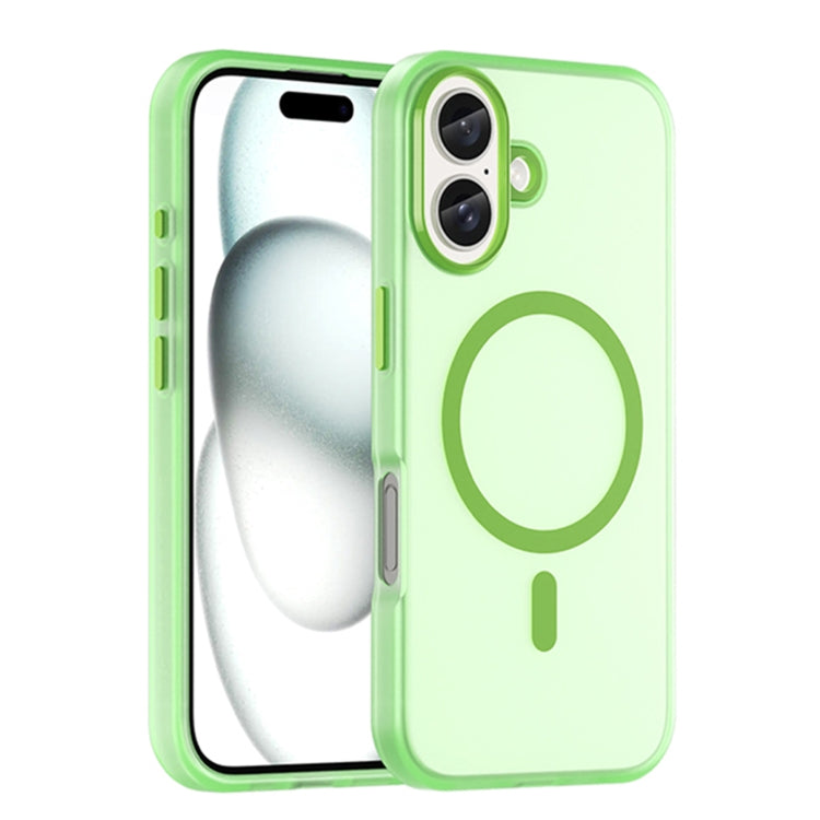 For iPhone 16 MagSafe Frosted Translucent TPU + PC Full Coverage Phone Case(Green) - iPhone 16 Cases by buy2fix | Online Shopping UK | buy2fix