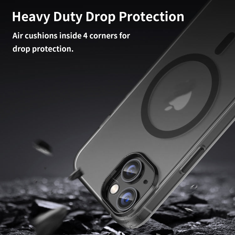 For iPhone 16 Plus MagSafe Frosted Translucent TPU + PC Full Coverage Phone Case(Black) - iPhone 16 Plus Cases by buy2fix | Online Shopping UK | buy2fix