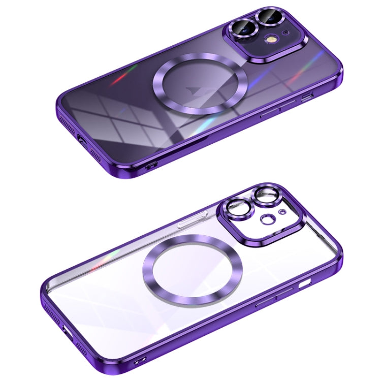 For iPhone 11 MagSafe CD Texture Metal Lens Frame Full Coverage Phone Case(Purple) - iPhone 11 Cases by buy2fix | Online Shopping UK | buy2fix