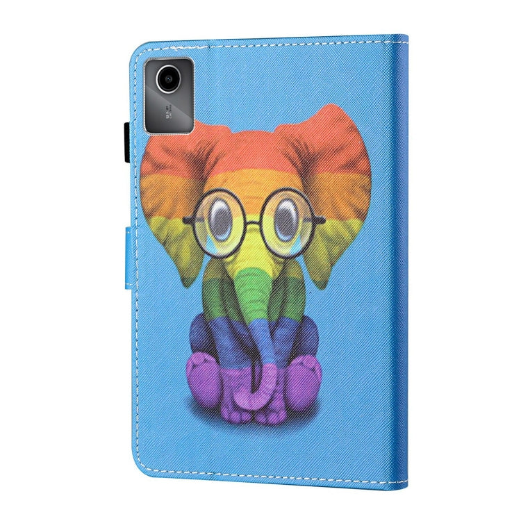 For Lenovo Tab M11/ Xiaoxin Pad 11 2024 Coloured Drawing Stitching Smart Leather Tablet Case(Colorful Elephant) - Lenovo by buy2fix | Online Shopping UK | buy2fix