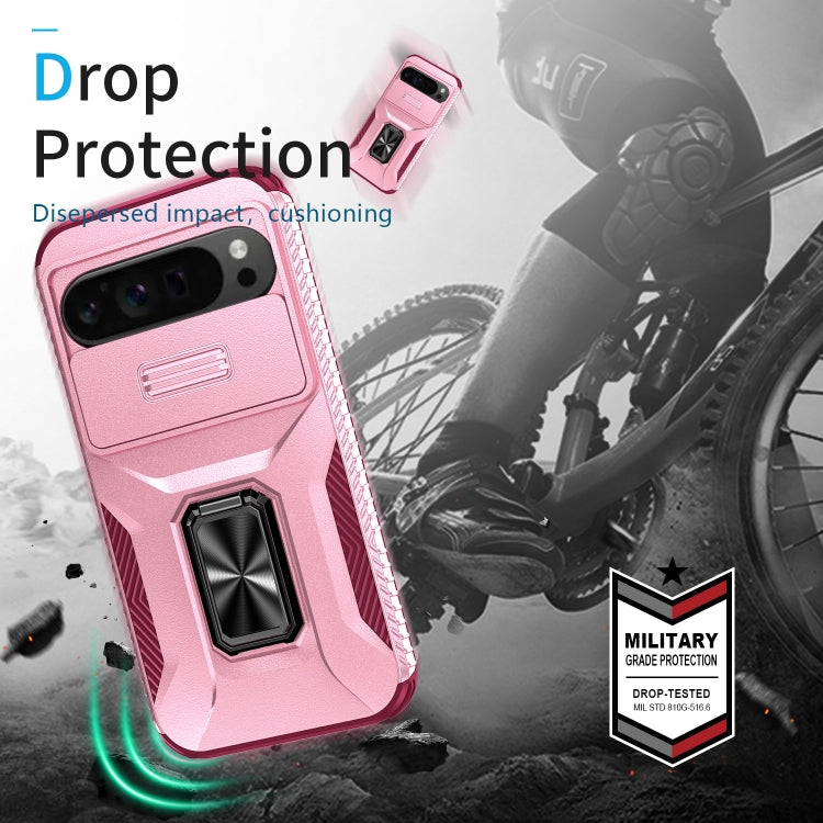 For Google Pixel 9 Pro XL Sliding Camshield Holder Phone Case(Pink + Rose Red) - Google Cases by buy2fix | Online Shopping UK | buy2fix