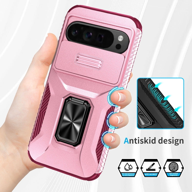 For Google Pixel 9 Pro XL Sliding Camshield Holder Phone Case(Pink + Rose Red) - Google Cases by buy2fix | Online Shopping UK | buy2fix