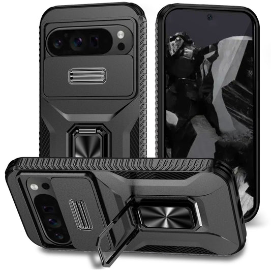 For Google Pixel 9 Pro XL Sliding Camshield Holder Phone Case(Black) - Google Cases by buy2fix | Online Shopping UK | buy2fix