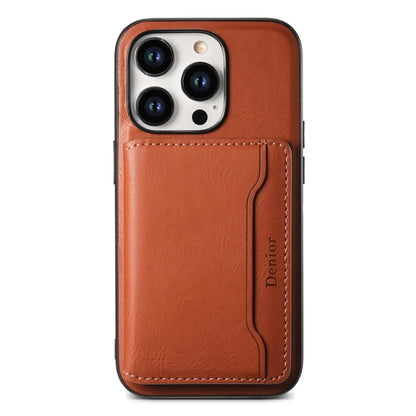 For iPhone 12 Pro Max Denior Cowhide Texture Leather MagSafe Detachable Wallet Phone Case(Brown) - iPhone 12 Pro Max Cases by Denior | Online Shopping UK | buy2fix
