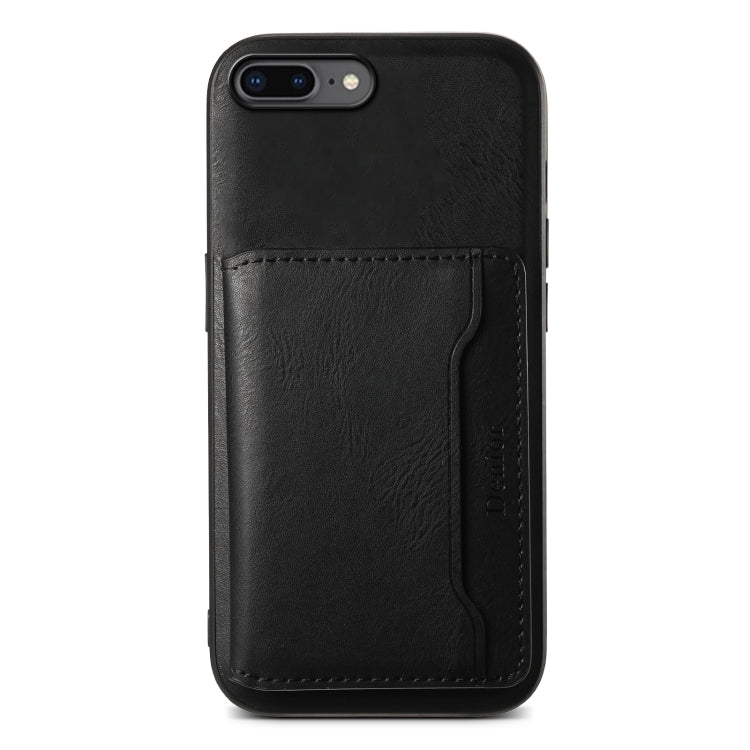 For iPhone 8 Plus/7 Plus Denior Cowhide Texture Leather MagSafe Detachable Wallet Phone Case(Black) - More iPhone Cases by Denior | Online Shopping UK | buy2fix