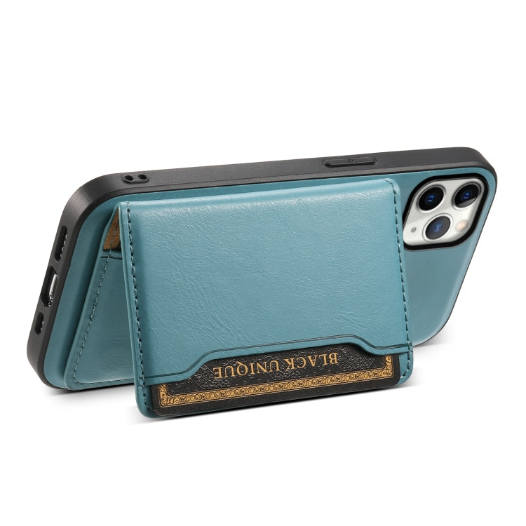 For iPhone 11 Pro Max Denior Cowhide Texture Leather MagSafe Detachable Wallet Phone Case(Blue) - iPhone 11 Pro Max Cases by Denior | Online Shopping UK | buy2fix